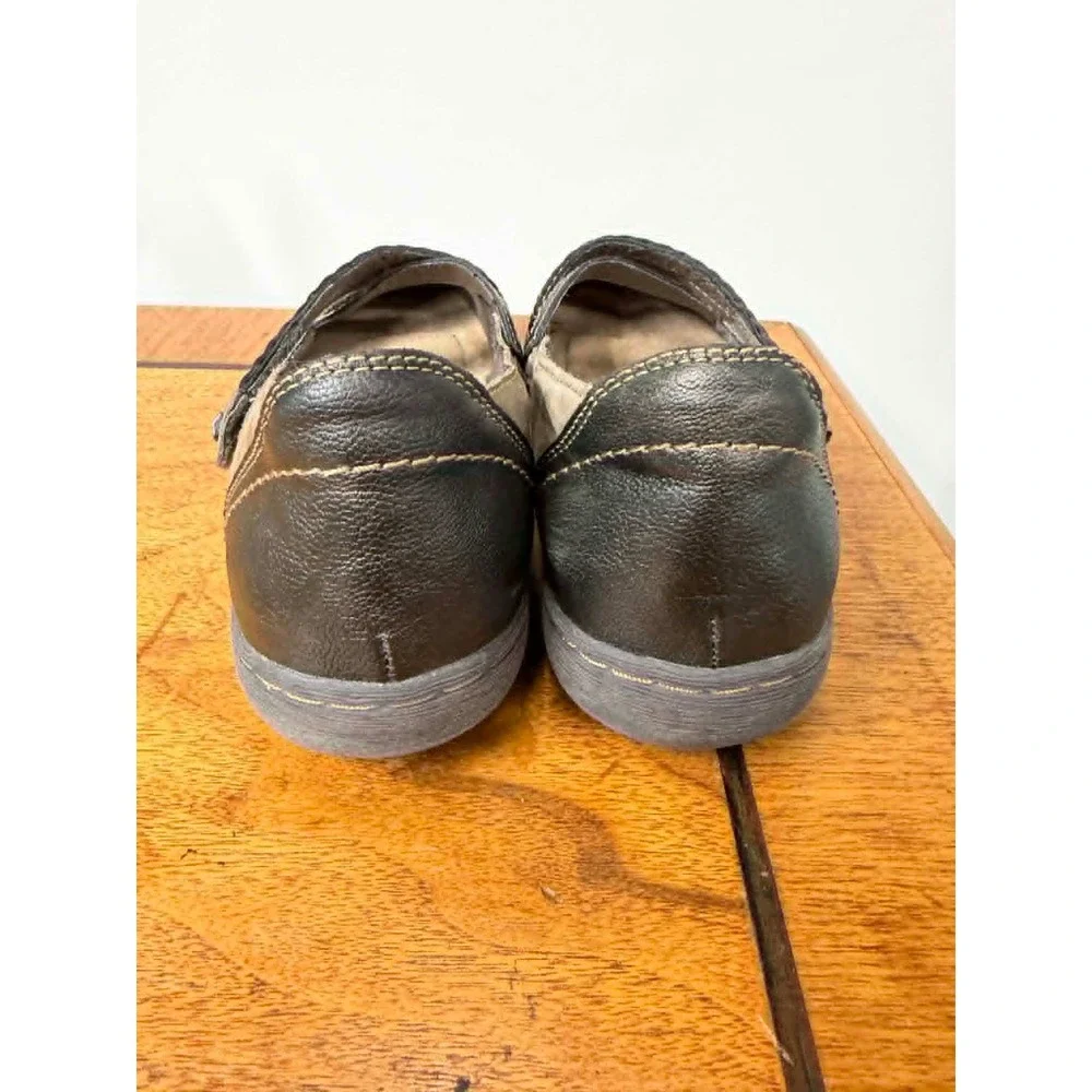 Earth Origins 7.5 Tamara Toriana Mary Jane Flats Brown Stone Braided Strap Shoes - Picture 4 of 8